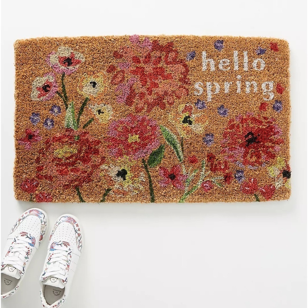Anthropologie Hello Spring Door Mat NWT